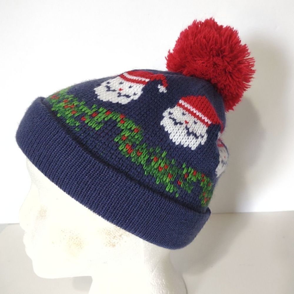 San Diego HatĀ Co. Blue Hat Santa Red Pom Stretchā toāFitāOSāAdult